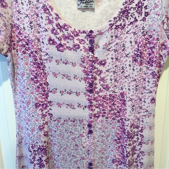 Floral Patchwork Print Maxi Dress Lavender Purple Vintage - Picture 2 of 7